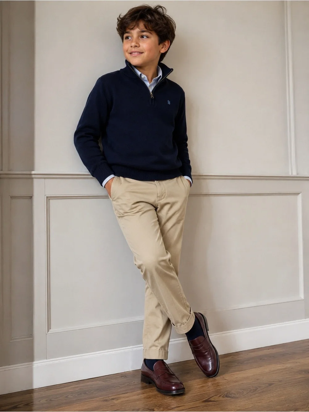 • Janie and Jack • Boys Slip On Loafers Leather Brown 1